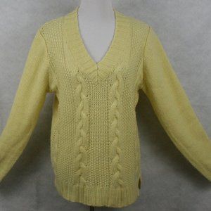 NWT Andrea Jovine Yellow Wool Cable Sweater SZ X